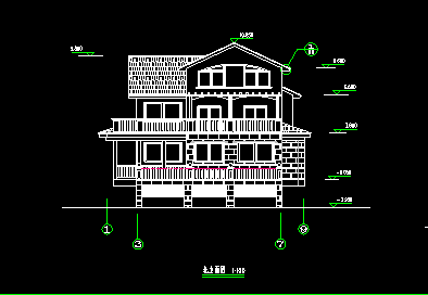 三层小别墅建筑施工设计cad平立面图